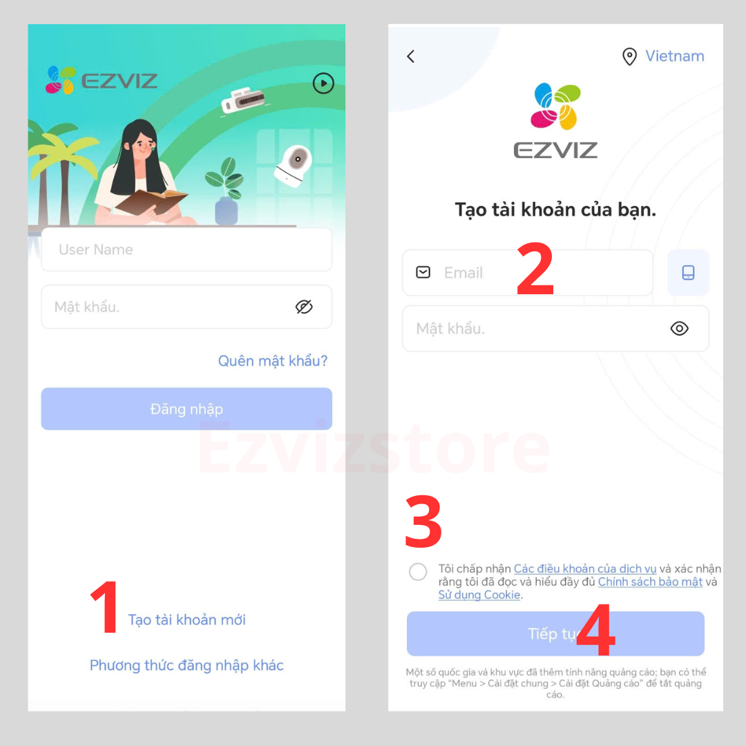 Hướng dẫn cài đặt camera EZVIZ